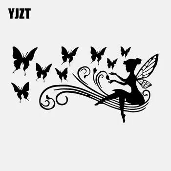 

YJZT 17.1CM*8.9CM Fairy Butterfly Vinyl Decal Personalized Car Sticker Black/Silver C24-0383