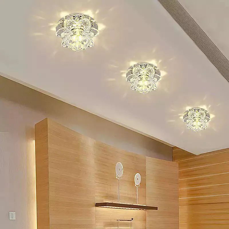 

5W LED Crystal Lotus Ceiling Light Flush Lamp Main Auxiliary Light Indoor Corridor Lighting AC85-265V Pure White/Warm Light