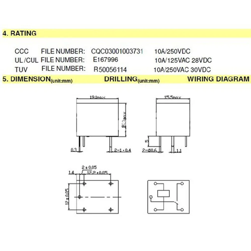 HoBiMart 25 шт./лот SRD-12VDC-SL-C PCB тип реле питания 12 В DC SONGLE# J199-1