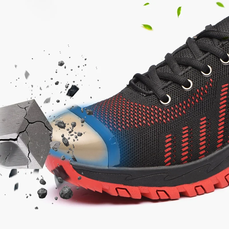

steel toe shoes Work Climbing Shoes Lightweight Breathable Anti-slip Waterproof Rubber Safety Lace-up Sneakers Industrial Shoe
