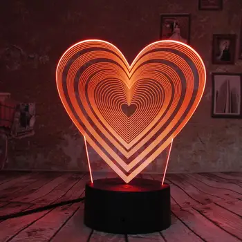 

Love Heart 3D Night Light Bedside Lamp for Kids LED Illusion Lamps Touch 7 Color Holiday Xmas Gifts for Valentine's Day Birthday