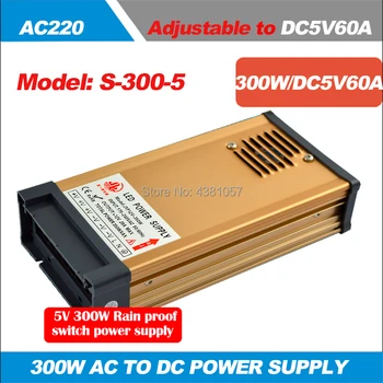 

AC 220V to 5V60A Rain Protection Switch Power 5V 300W LED Outdoor Full Color Display Rain Proof Power Supply