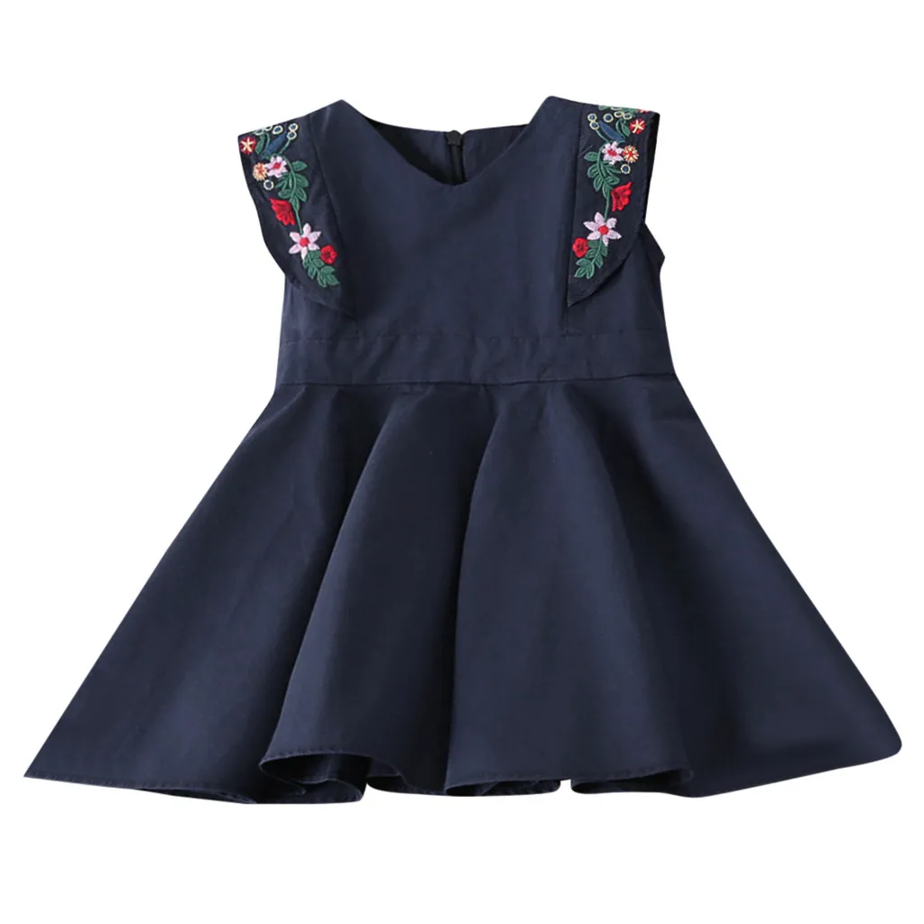

Toddler Kids Baby Girls Clothes Floral Embroidery Party Pageant Princess Dress