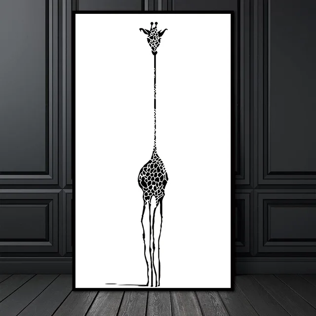Minimalist Black White Abstract Giraffe Animal Print Poster