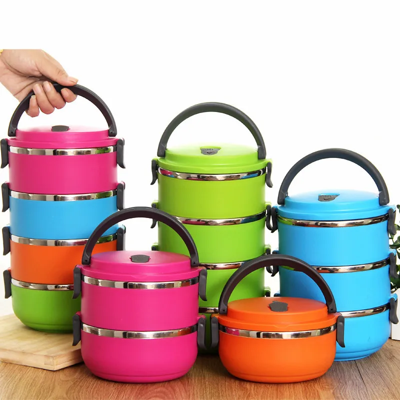 

3 Layers Stainless Steel Insulation Dinnerware Box Storage Food Portable Box Thermal Outdoor Camping Lunch Boxes Noodles Bowls