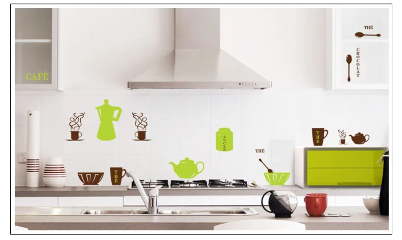 

New wall sticker kitchen removable wall pasted with PVC transparent film kitchen utensils