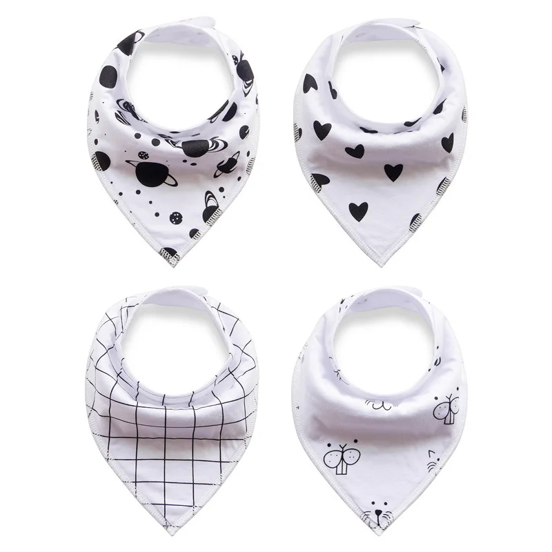 4 Pieces/lot Classic Baby cotton bibs girl boy newborn double Triangle