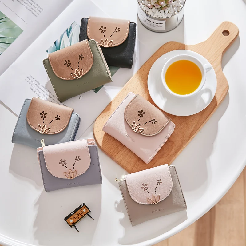 Maylisacc маленький кошелек короткий милый кошелек два раза Многофункциональный кошелек для монет Женские Модные полые кошельки клатч Carteira