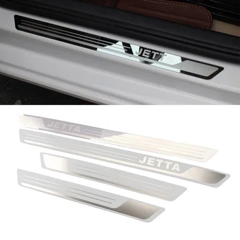 

4 PCS Set Stainless Steel Scuff Guard Set Door Sill Plate Protector Decor For VW Volkswagen JETTA MK4 MK5 MK6 2004 -2013