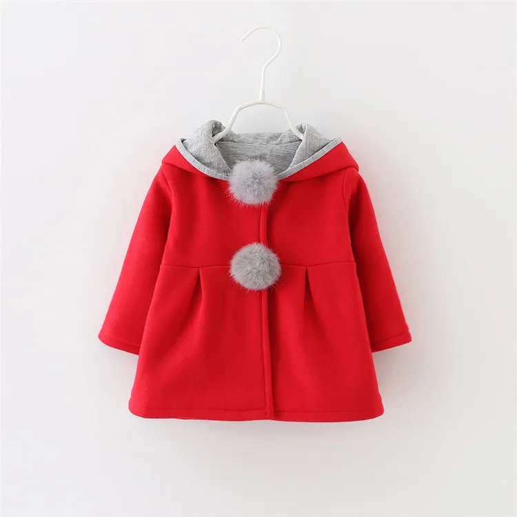 Коллекция года, весенне-зимнее пальто с длинными рукавами для маленьких девочек, куртка с капюшоном с заячьими ушками, повседневная верхняя одежда