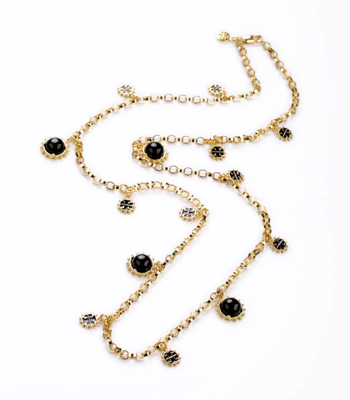 

Bulk Price Black & Red Beads And Chains Filigree Necklaces Designed For Sweater Dressing