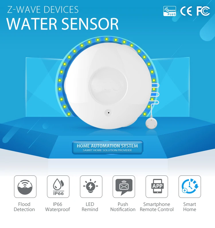 Yobang Security Z-Wave Home Water Levels Flood Sensor Phone Control Water Leakage Sensor Detector Alarm System Alarm Recorder