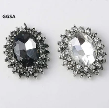 20pcs 23xmm Oval Vintage Flatback Black Diamond Crystal Centerpieces Rhinestone Buttons DIY browband Hair Jewelry Accessories vintage rhinestone embossed figure oval brooch