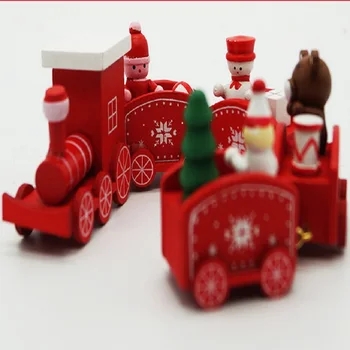 

Christmas mini train, wooden Creative Festival Dress, window decoration, decorative items, five children's toys props