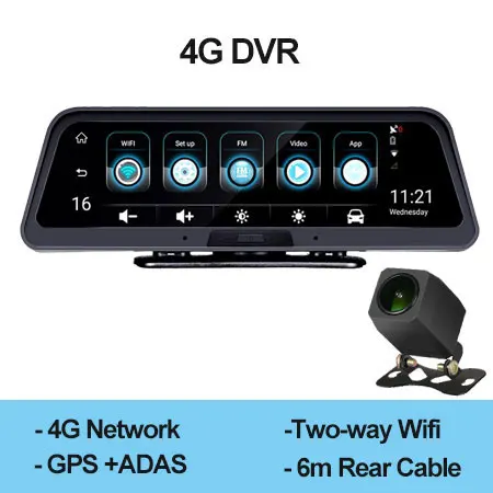 ANSTAR 4G Dash Cam Android Dashboard Автомобильная камера WiFi gps ADAS Автомобильный видеорегистратор 1080P видео регистратор авто камера заднего вида - Название цвета: 4G dvr with 6m