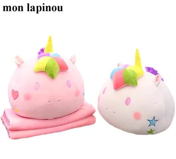 

unicorn plush pillow with blanket 2 in 1 throw pillow round shap unicorn toy multifunction pillow kids toys gift for girlfriend