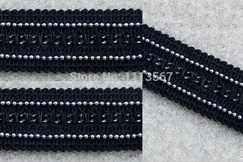 

20yards Craft Black Braided Trim Silver Chain Trim Decorated Ribbon Trim For Wedding Clothes Curtain Accessories t318