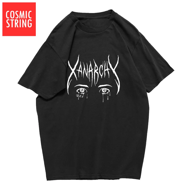 COSMIC STRING, хлопок, xxxtentacion, крутая Мужская футболка с принтом черепа, повседневная мужская футболка с коротким рукавом и круглым вырезом, футболки - Цвет: BXX0102AT-BLK