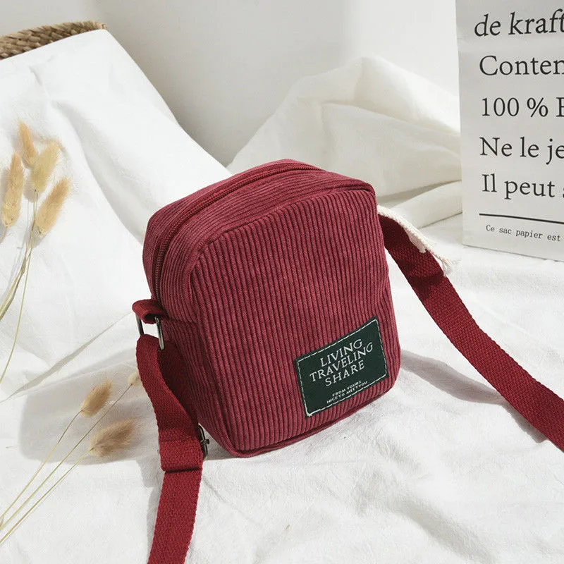 Модная женская Повседневная однотонная Вельветовая сумка на одно плечо, женская сумка через плечо, сумка-тоут, сумка-мессенджер, один размер для девушек - Цвет: Красный