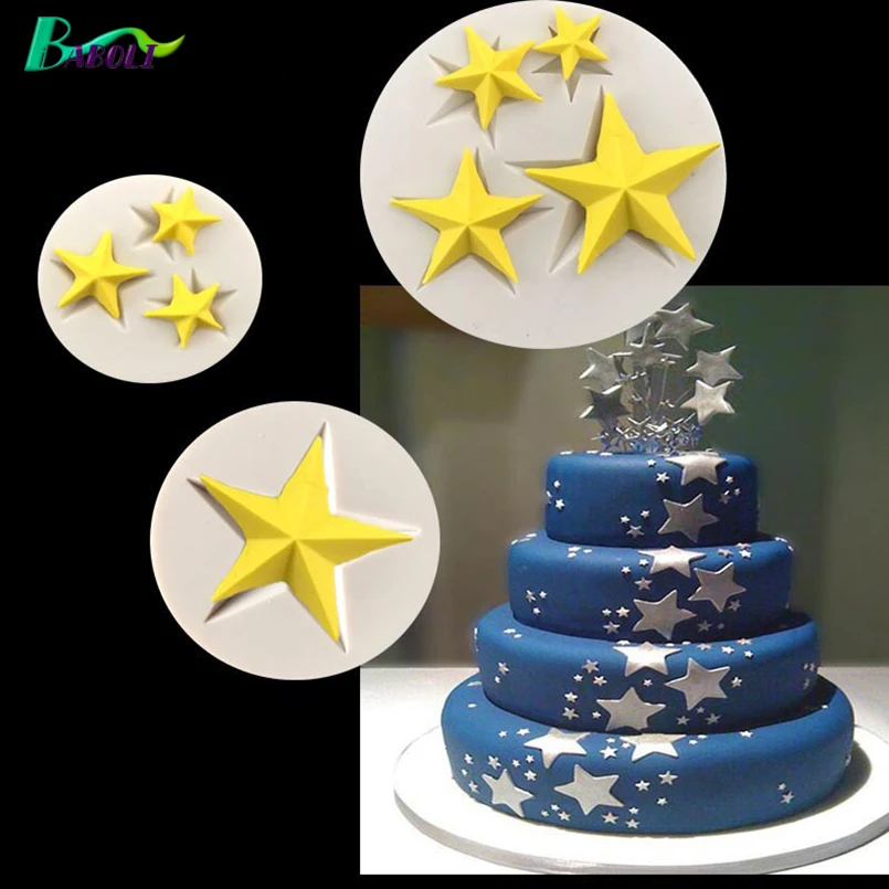 

1 Pc 3D Silicone Star Shape Mold Chocolate Cookies Candy Jelly Mould Non Stick Bakeware DIY Cake Sugarscraft Decorating Tools