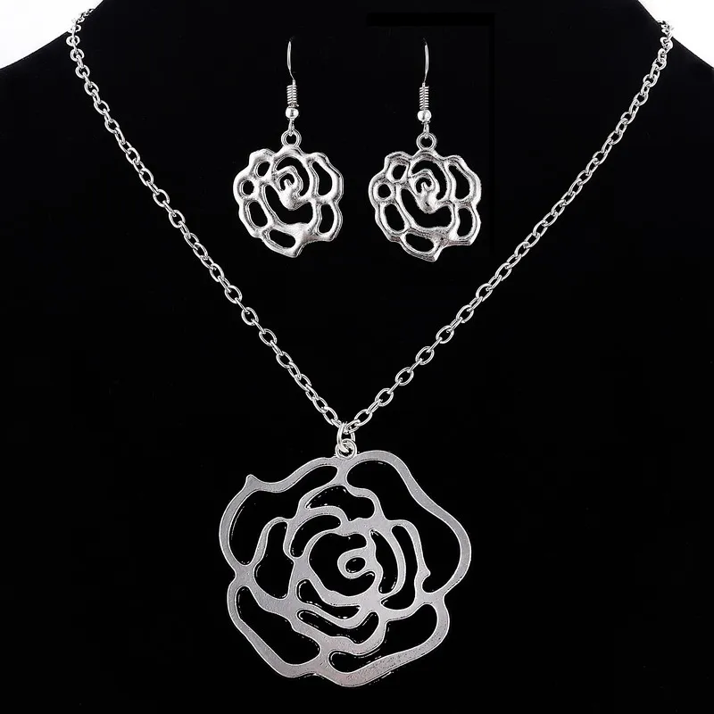 

Довольно Rose Дизайн комплект ювелирных изделий для Для женщин Изысканный свадебный аксессуар посеребренные цепочки Цепочки и ожерелья куло...