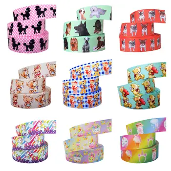 

1 inch 25mm Printed Cartoon Grosgrain Ribbon 10yards Dog Bear Unicorn Animal Gift Decoration accessories