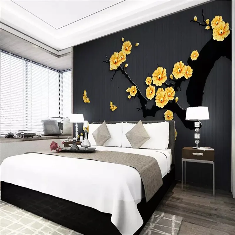 3D wallpaper classical gold jewelry plum wall professional production mural custom poster photo wallpaper wall 3D wallpaper classical gold jewelry plum wall professional production mural custom poster photo wallpaper wall