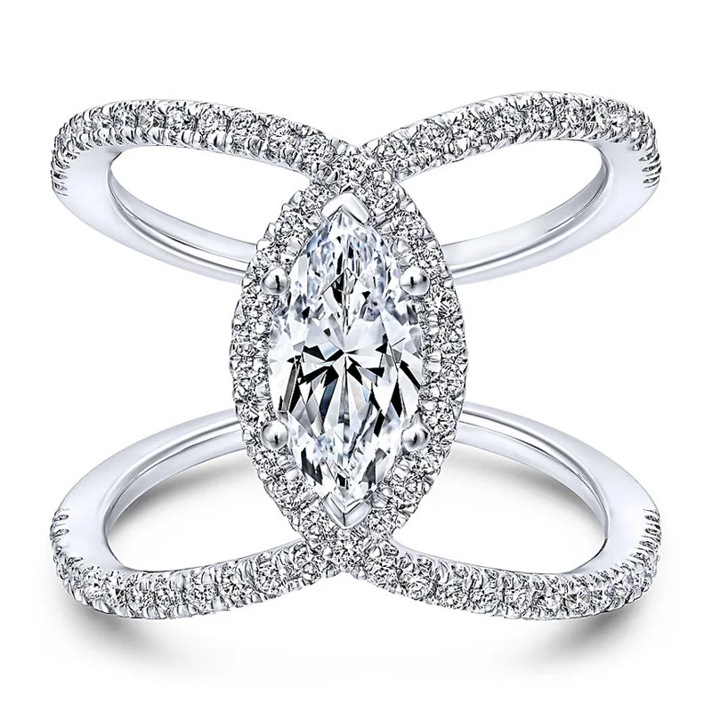 Роскошное женское кольцо Huitan с крестом двойной формы C, женское модное ювелирное микро кольцо с цирконием, симметричное простое изящное кольцо, размер 6-10