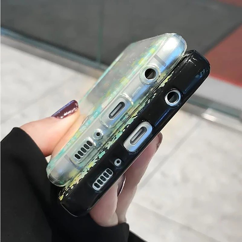 YHBBCASES For Samsung Galaxy S8 S9 S10 Plus Fashion Colorful Bling Paillettes Stars Clear Soft Cover For Samsung Note 8 9 Cases