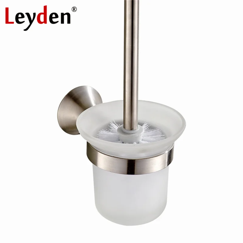 Bathroom Nickel Brushed Stainless Steel Wall Mounted Toilet Brush Holder Set i