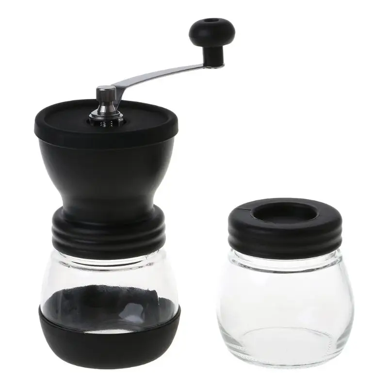 1 Set Manual Coffee Grinder With Storage Jar Portable Hand Crank Mill Conical Ceramic Burr Quiet Portable 1 Set Manual Coffee Grinder With Storage Jar Portable Hand Crank Mill Conical Ceramic Burr Quiet Portable