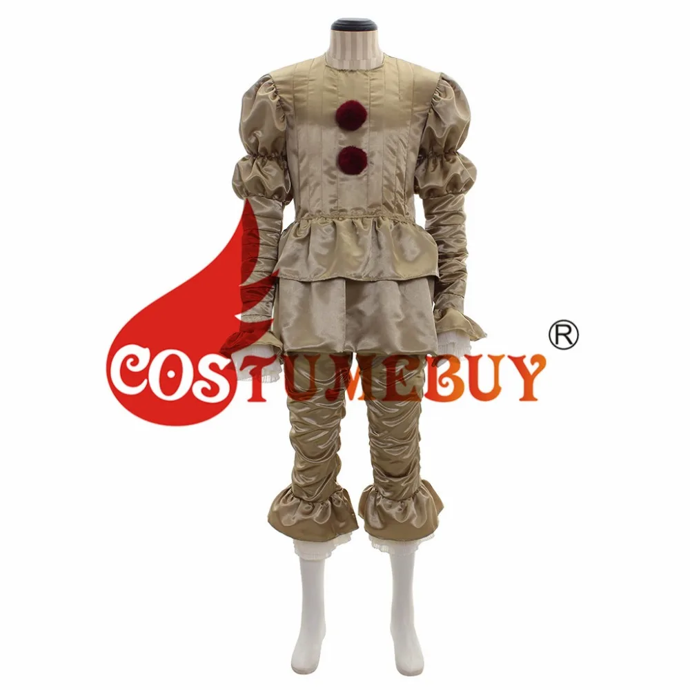 CostumeBuy фильм Стивена Кинга это Pennywise Косплэй взрослый костюм на Хэллоуин джокер золото Косплэй костюм L920