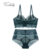 Varsbaby дамское сексуальное кружевное нижнее белье с вышивкой без подкладки три четверти наборы бюстгальтеров