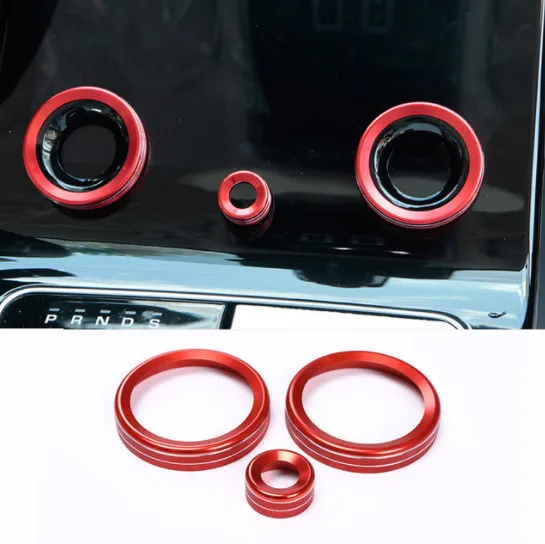 

For Landrover Range Rover VELAR 2017 Aluminum alloy Car Central Air Conditioning Volume knobs Ring Trims Accessories 3pcs