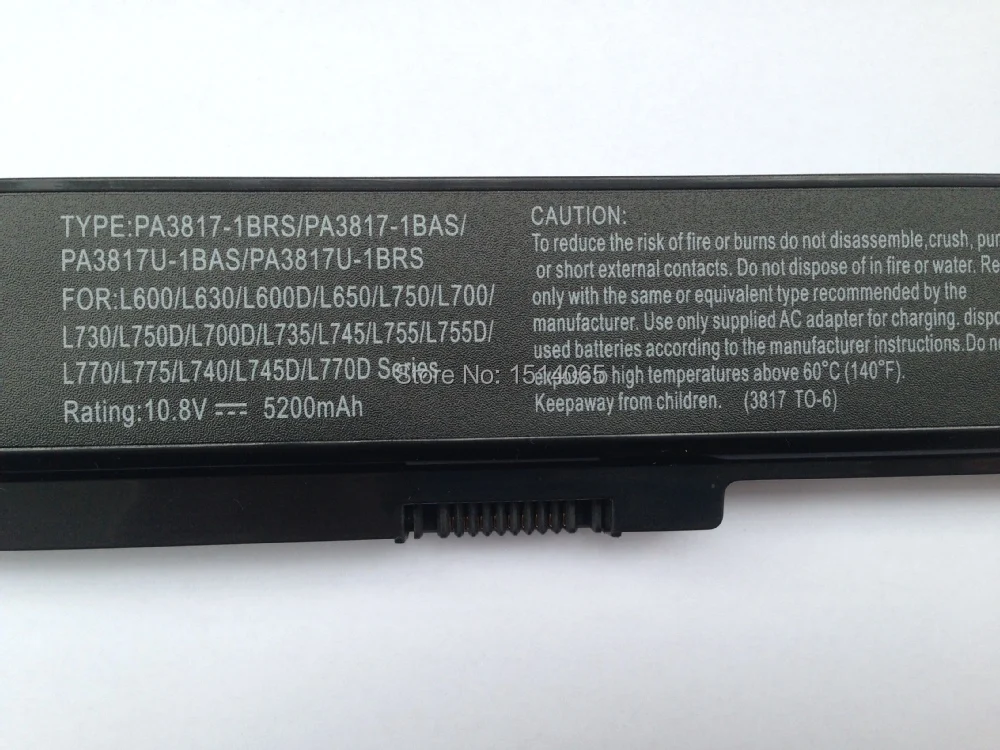 5200 мА/ч, PA3817U-1BRS Аккумулятор для ноутбука TOSHIBA PA3816U-1BRS PA3818U-1BRS PA3819U-1BRS