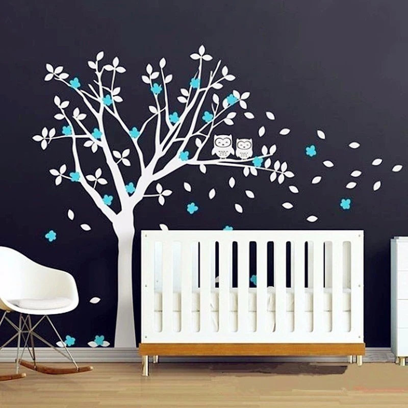 Us 32 24 25 Off 2016 Por Product Owls And Huge White Tree Vinyl Decals Baby Nursery Bedroom Wall Art New Design Sticker Home Decor In