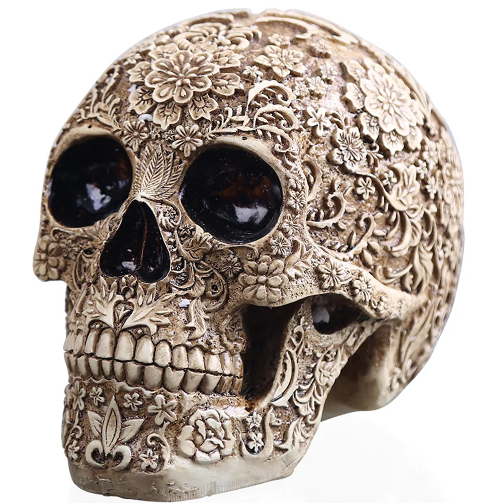 

Gothic Skull Model Statue Sculpture delicate Carving Handicraft Gifts for Men Dad Artware Crafts Home Halloween Decoration