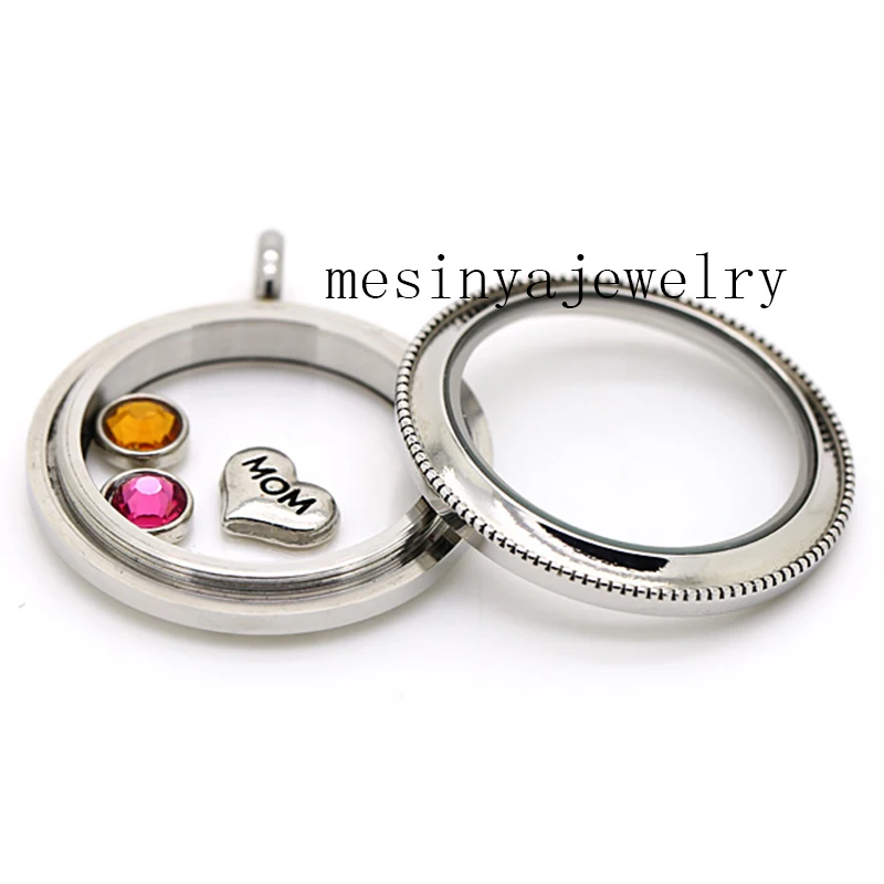 

10pcs vintage silver screw twist 316L Stainless steel 30mm glass locket for floating charms xmas mother's