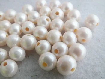 

FREE SHIPPING !!! Z-3418 Bulk 100pieces/lot 9-10mm with 2mm hole White Freshwater pearl Round Pearl Jewelry Making