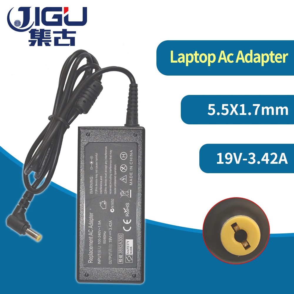 

JIGU New 19V 3.42A 5.5x1.7mm AC Laptop Charger Adapter For Acer Aspire 6920 7520 6920 7520 1690 5535 SADP-65KB Pa-1650-02 1690