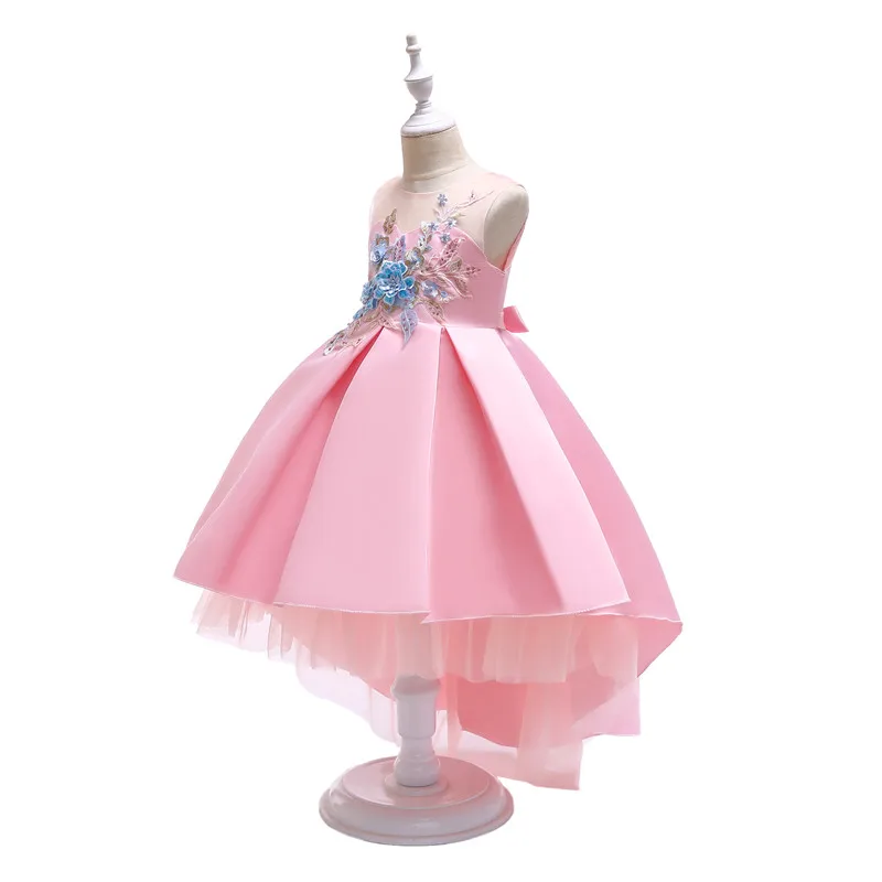 Детские праздничные платья с объемными цветами для девочек от 1 до 10 лет, вечерние платья для маленьких девочек свадебное платье принцессы без рукавов - Цвет: pink