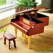 2016 New Home Decoration Creative Gifts Golden piano Mini Music Box for Princess Love Girl Valentine’s Day Christmas gift