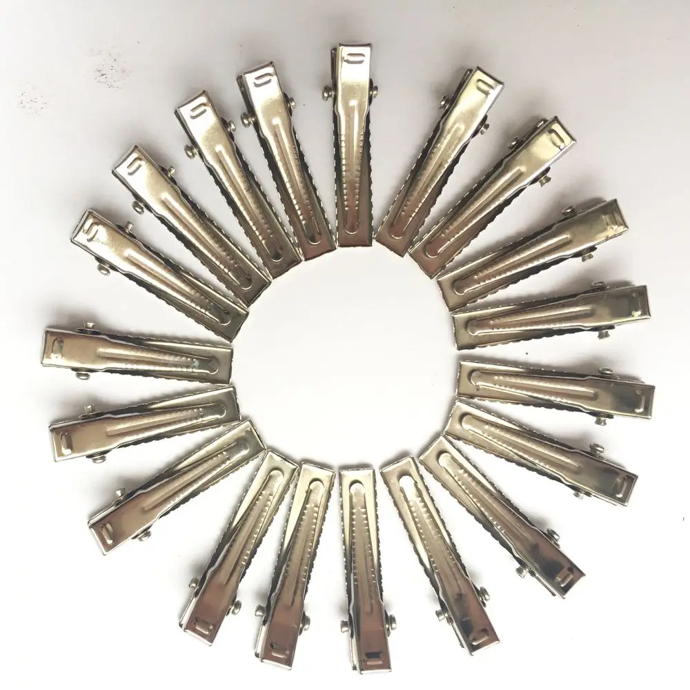 

100Pcs 32''(1 1/8 Inch) Rectangular Alligator Clips with Teeth Boutique Hair Accessory in Silver Color Drop Shipping