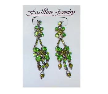 

Bright green stone silver Earrings with flowers