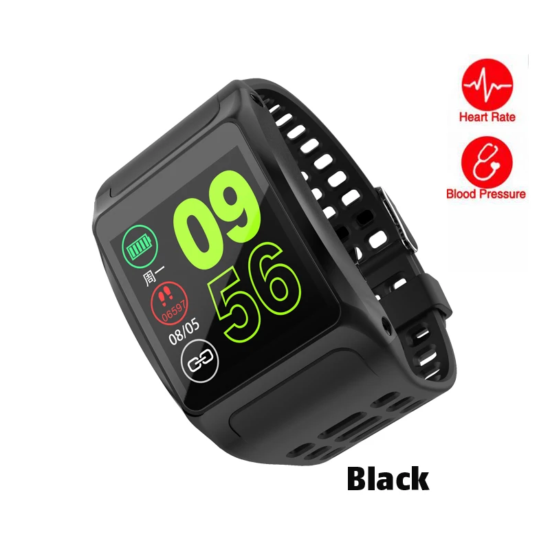 Умные наручные часы Z01 с цветным экраном, большие циферблаты, монитор сердечного ритма, фитнес-трекер, IP67, водонепроницаемый браслет, умный Браслет - Цвет: Черный