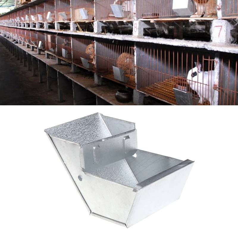 1Pc Metal Rabbit Hutch Trough Feeder Drinker Bowl For Rabbit Farming