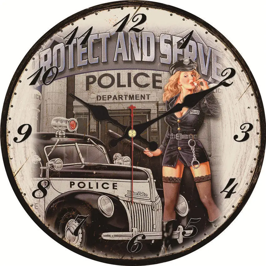 Shabby Chic Female Police Officer Wall Clocks Vintage Wall Clock