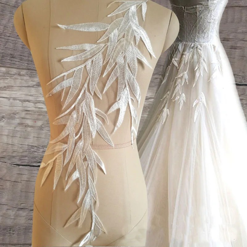 

2pc Craft White Collar Venise Leaf Lace Applique Trim Decorated Neckline neck Collar Sewing Dress Decor Accessories Floral