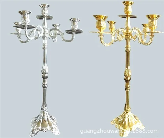 Crystals Candel Holder Tall,5 Head Gold Crystals Candelabra