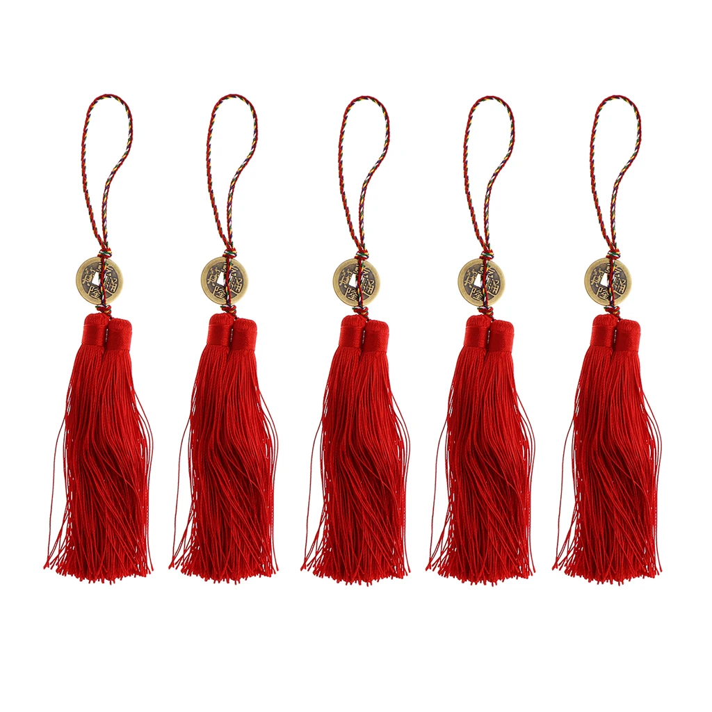 5 Styles Chinese Knot Charms Fengshui Symbol with Lucky Coins for Car/ Home Lucky Pendants /Embellishments